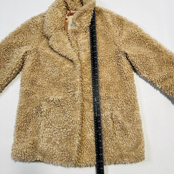 Abercrombie Kids Tan Brown Sherpa Teddy Coat - Size 15/16 - Picture 4 of 11